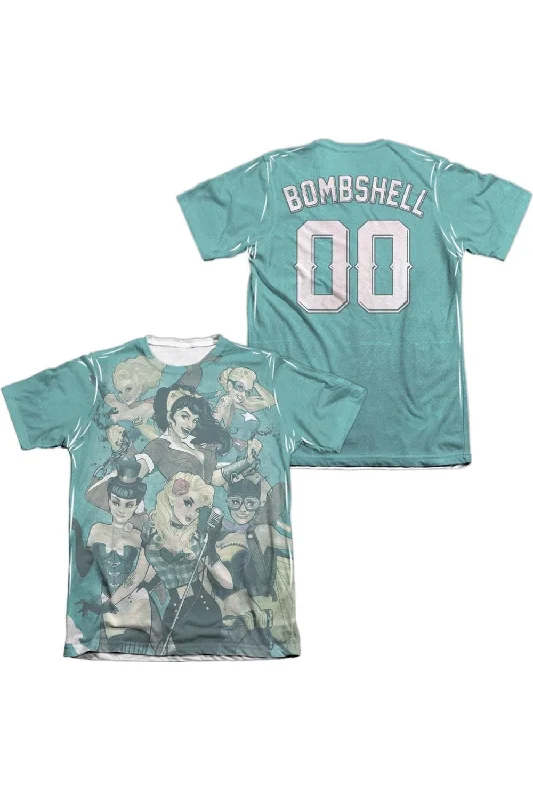 Men's Shirts with Roll-Up SleevesJustice League of America Bombshell Group (Front/Back Print) Adult Poly/Cotton Short Sleeve Tee / T-Shirt