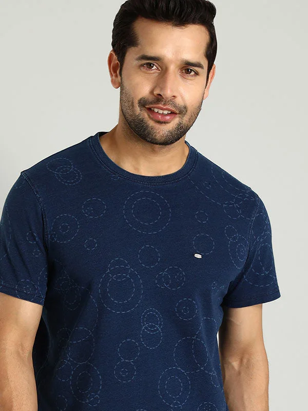 Men's Shirts with Adjustable HemlinesMen Printed Crew Neck T-Shirt