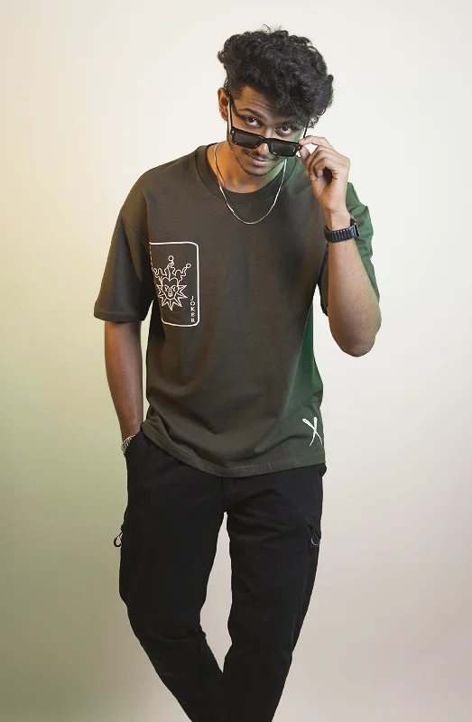 Men's Dressy Shirts for Formal EventsJOKER Olive Green Drop Shoulder T-shirt