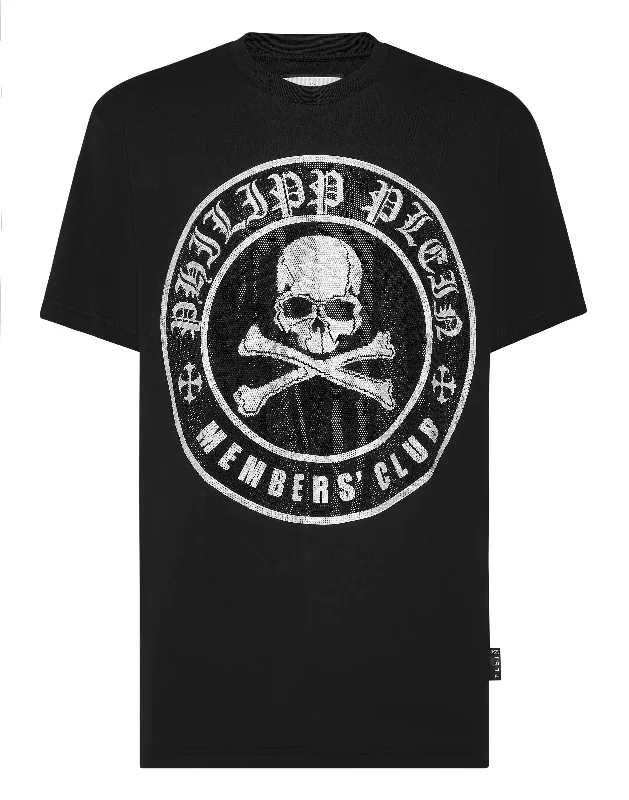 Men's Shirts with Asymmetrical HemlinesT-shirt Round Neck SS Strass Skull&Bones