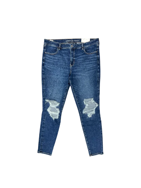 Yoked Back Men's JeansJeans Skinny By American Eagle In Blue Denim, Size: 18