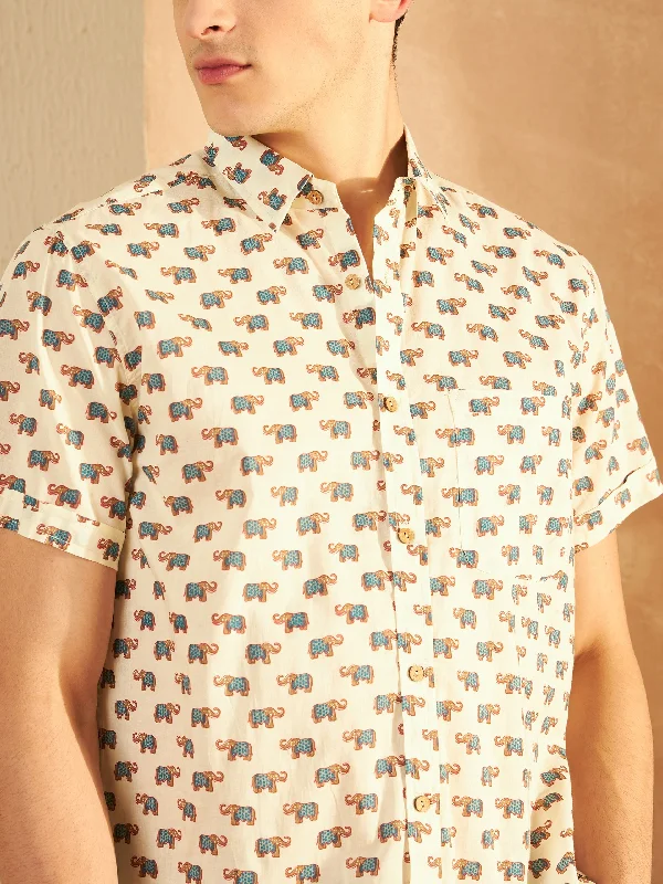 Men's Performance Shirts for Active LifestylesBlock Printed Cotton Shirt