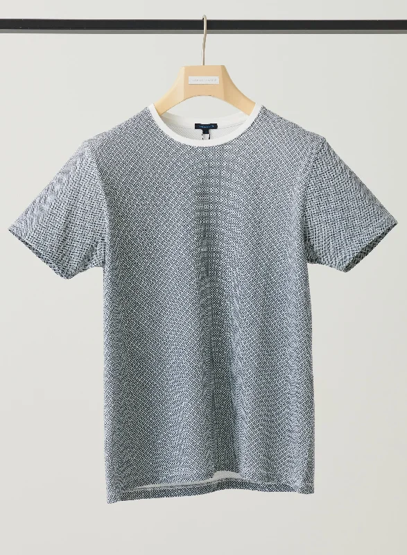 Men's Shirts with Contrast StitchingSHORT SLEEVE DIAMOND NEAT PRINT CREW TEE