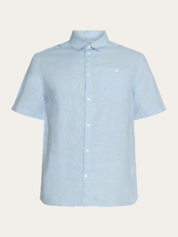 Men's Designer Dress Shirts for High-End FashionCustom fit linen short sleeve shirt - Asley Blue Men's Designer Dress Shirts for High-End FashionCustom fit linen short sleeve shirt - Asley Blue