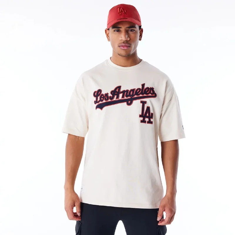 Classic Men's Button-Up ShirtsLA Dodgers MLB Rib Infill Light Beige Oversized T-Shirt