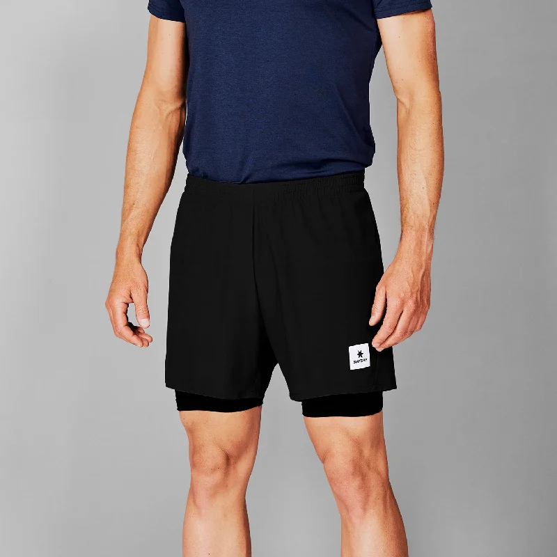 Men's Pants with Faux Leather Patches2 in 1 Pace Shorts 5''
