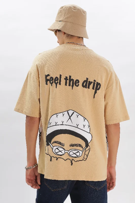Men's Shirts for FishingIZI Specials: Feel the Drip Tee (Beige)