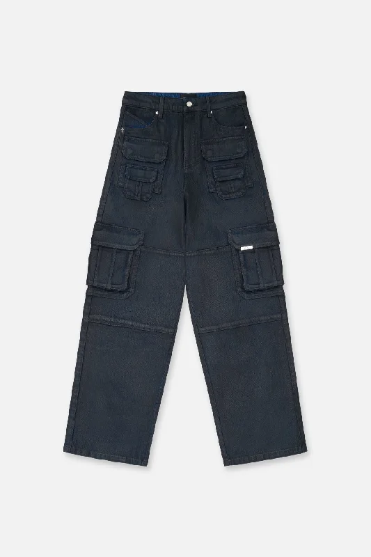 Durable Men's Work PantsROMAN CARGO JEAN | DARK BLUE WAXED