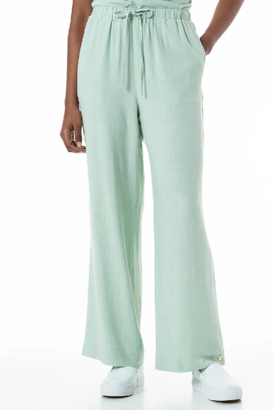 Men's Pants with Wrinkle-Resistant FabricElasticated Linen Pants _ 152036 _ Sage