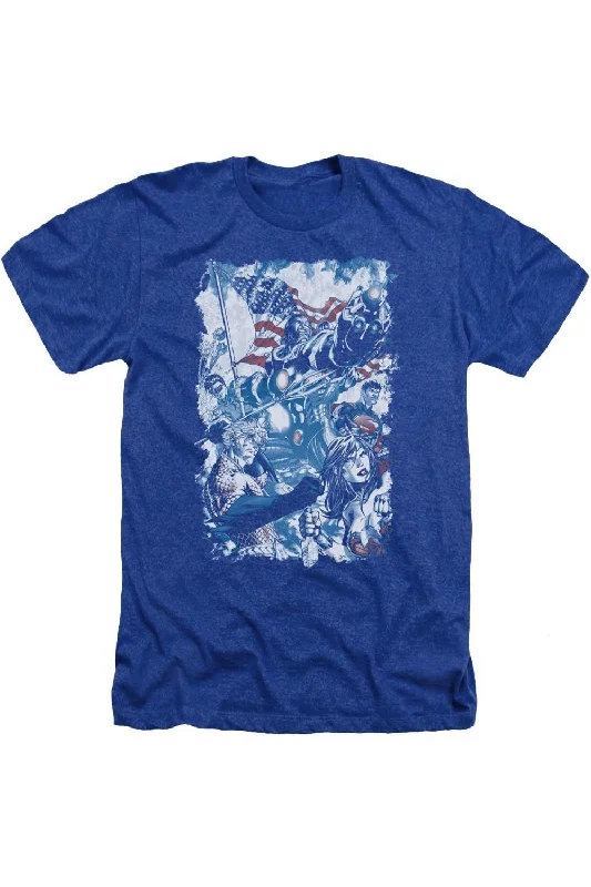 Men's Shirts with Patchwork PatternsJustice League of America American Justice Adult Heather Tee / T-Shirt Men's Shirts with Patchwork PatternsJustice League of America American Justice Adult Heather Tee / T-Shirt