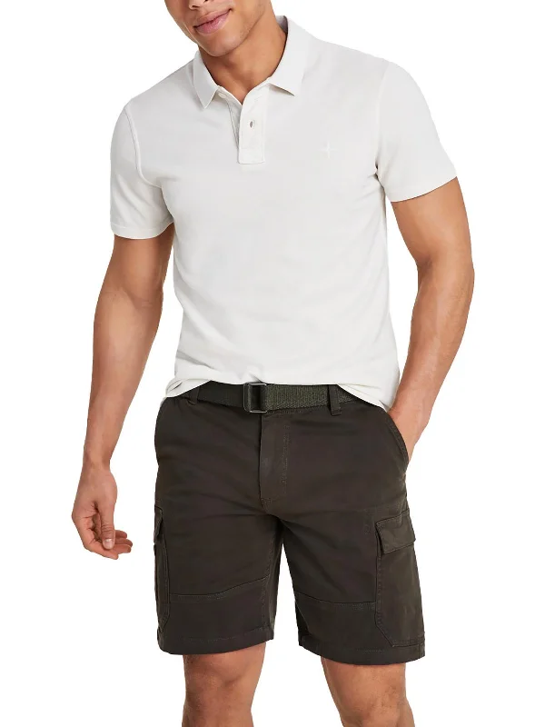 Men's Pants with Contrast StitchingFrank Mens Low Rise Above Knee Cargo Shorts