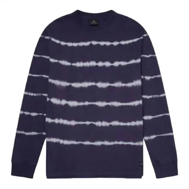 Men's Shirts with Patchwork PatternsMen's Stripe Long Sleeve Tee In Tie Dye