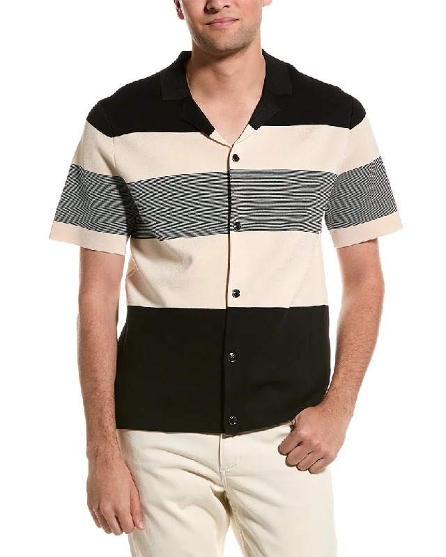 Men's Shirts with Moisture-Wicking FabricReiss Seville Striped Cuban Collar T-Shirt