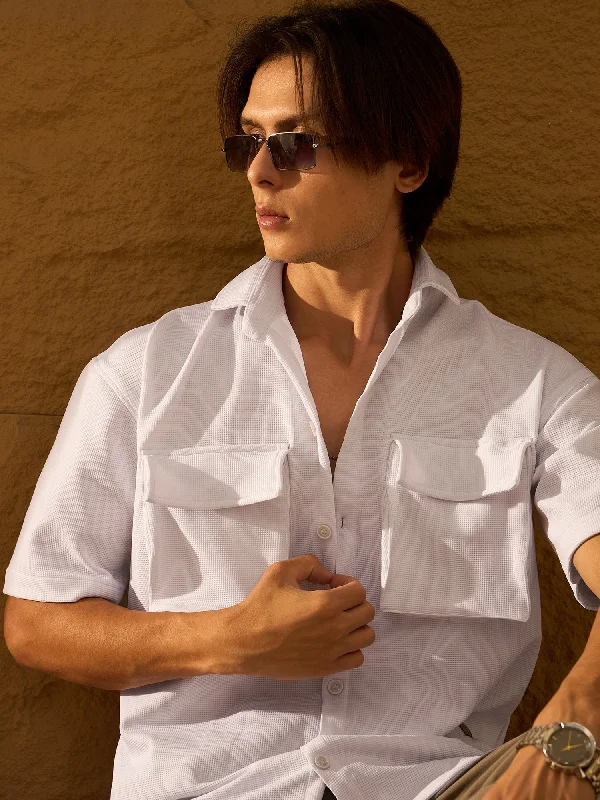 Men's Tab-Collar Shirts for a Crisp LookDouble Pocket Drop Shoulder Oversized Stretchable Shirt Men's Tab-Collar Shirts for a Crisp LookDouble Pocket Drop Shoulder Oversized Stretchable Shirt