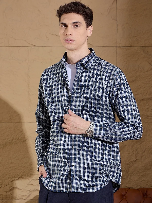 Men's Travel Shirts for Easy PackingMen's Tartan Checks Cotton Casual Shirt
