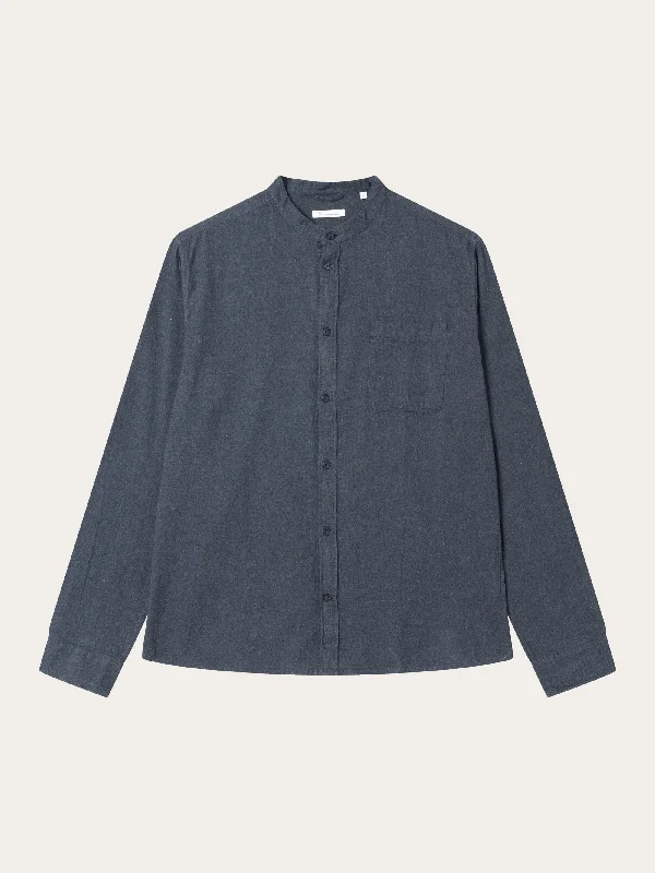 Men's Henley T-Shirts for a Casual TwistRegular fit melangé flannel stand collar shirt - Total Eclipse Men's Henley T-Shirts for a Casual TwistRegular fit melangé flannel stand collar shirt - Total Eclipse