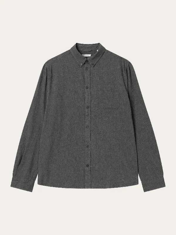Layered Men's Henley ShirtsRegular fit melangé flannel shirt - Dark Grey Melange