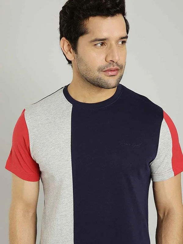 Men's Shirts with Spread CollarsMen Color Block Crew Neck T-Shirt