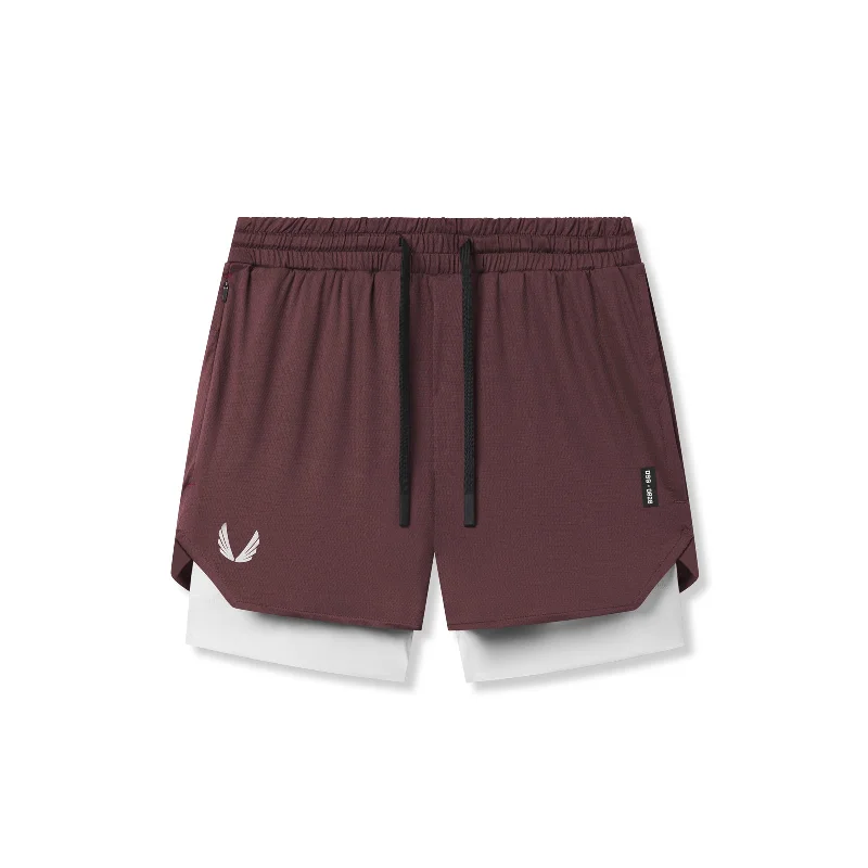 Men's Pants with Deep Pockets0828. AeroSilver® 5" Liner Short - Plum "Wings"/White