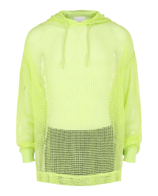Warm Men's Fleece-Lined TopsHooded Mesh Long Sleeve T-Shirt