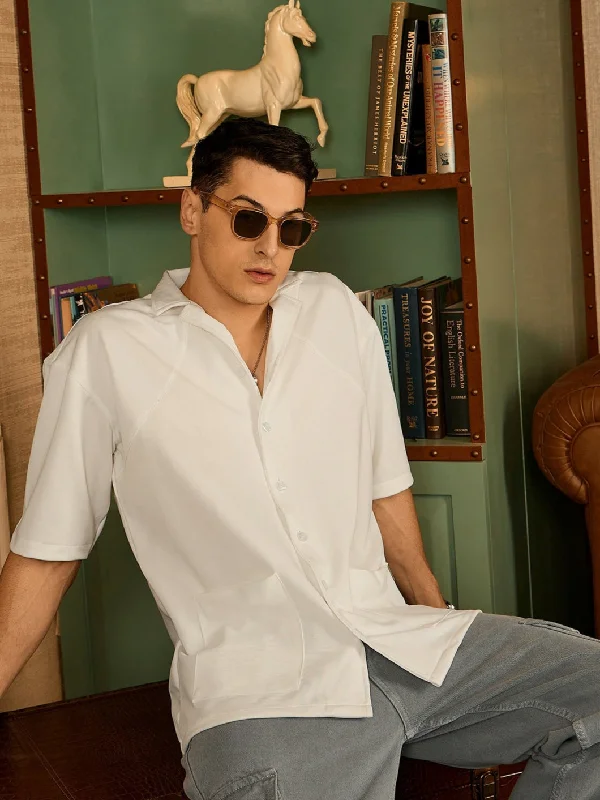 Men's Collared Shirts for Formal OccasionsWhite: Resort Wear Casual Oversized Shirt