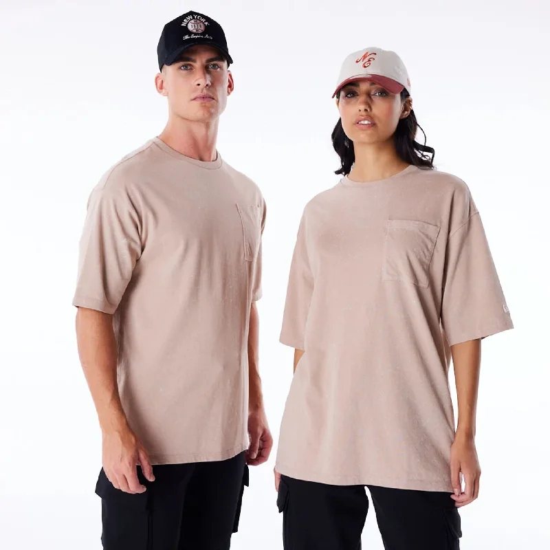 Men's Shirts with Hidden PocketsNew Era Wash Beige Oversized T-Shirt