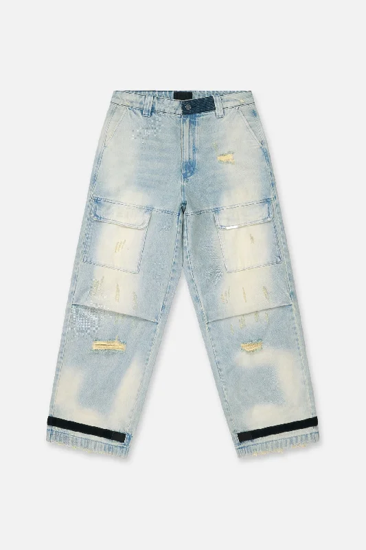 Men's Pants with Wrinkle-Resistant FabricWYLIE CARGO JEAN | BLUE CLOUDS