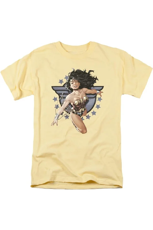 Men's Shirts with Belt LoopsJustice League of America Wonder Woman All Star Short Sleeve Adult Tee / T-Shirt