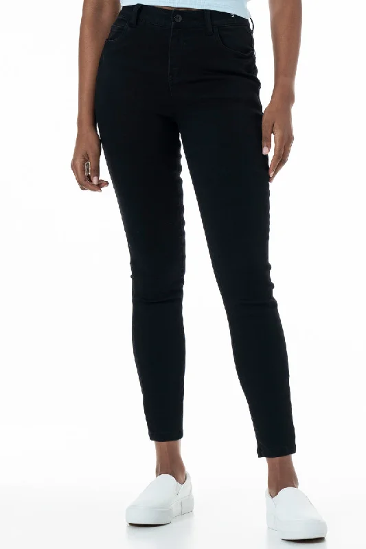 Men's Pants with Turn-Up CuffsRf01 Mid Rise Skinny Jeans _ 151005 _ Black