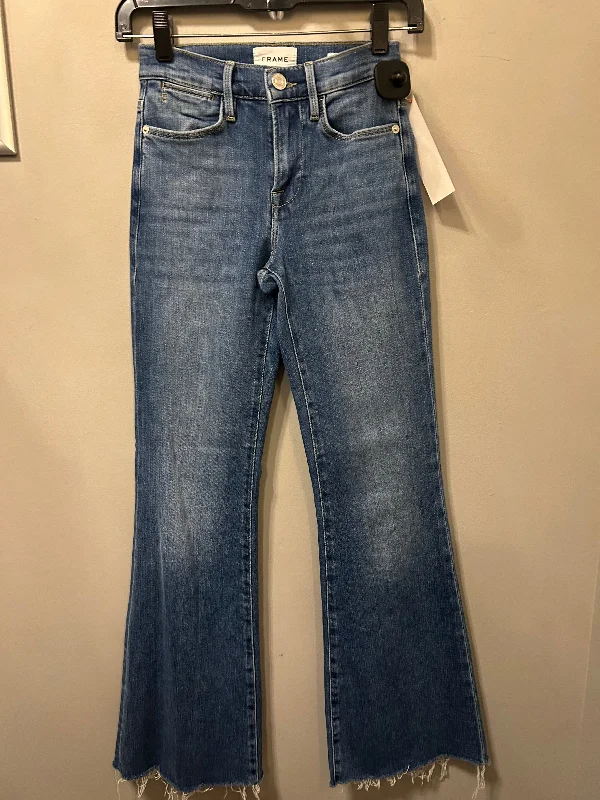 Mid-Waisted Men's JeansJeans Boot Cut By Frame In Blue Denim, Size: 0