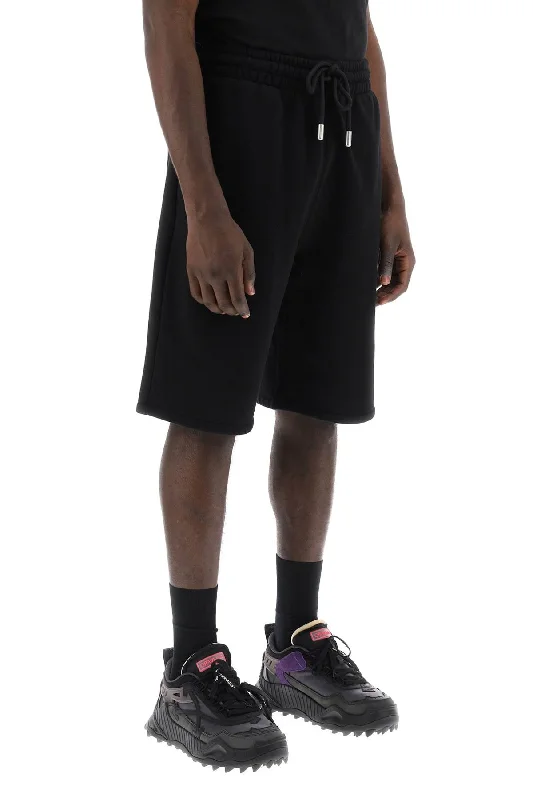 Men's Pants with Ripped and Distressed DetailsOff-White "sporty Bermuda Shorts With Embroidered Arrow