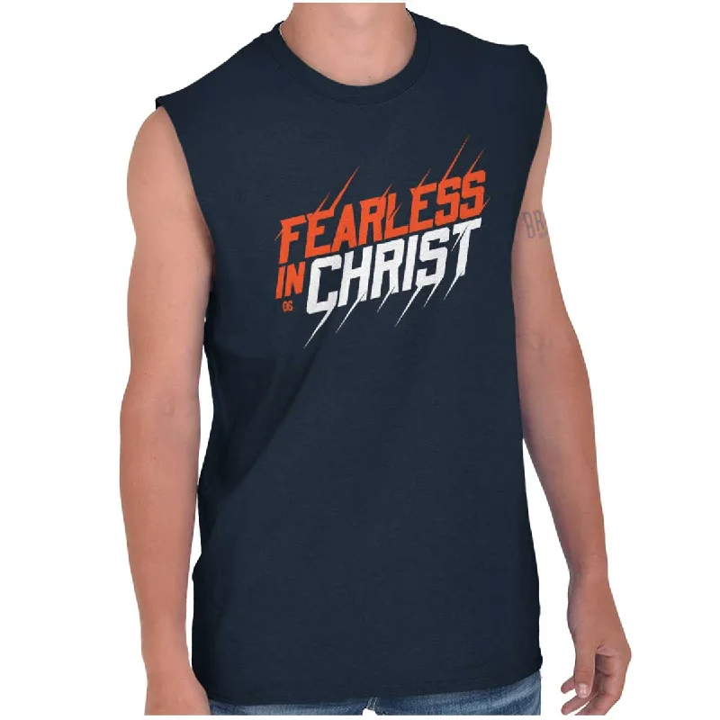Men's Organic Cotton Shirts for Eco-ConsciousnessFearless in Christ Sleeveless T Shirt Men's Organic Cotton Shirts for Eco-ConsciousnessFearless in Christ Sleeveless T Shirt