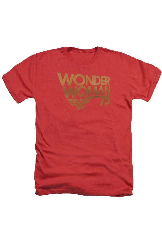 Men's Unique and Designer TopsWonder Woman Wonder Woman 75th Anniversary Gold Logo Adult Heather Tee / T-Shirt