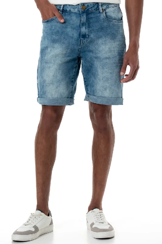 Men's Pants with Button-CuffsDenim Shorts _ 153937 _ Light Wash