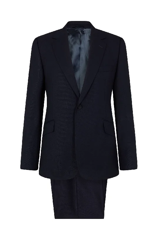 Navy Wool Hopsack Suit