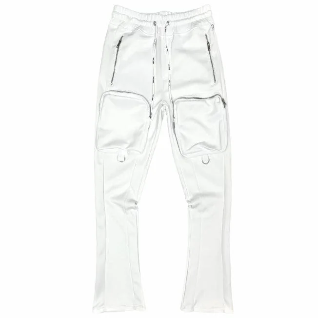 Men's Corduroy Pants for FallMotive Denim Cargo Stacked Track Pants (White) MT100