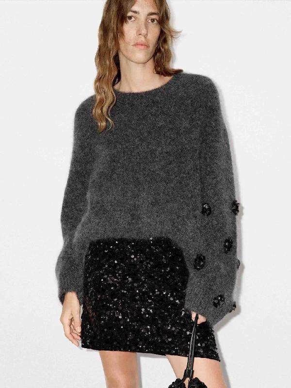 Sequin Detail Fluffy Sweater