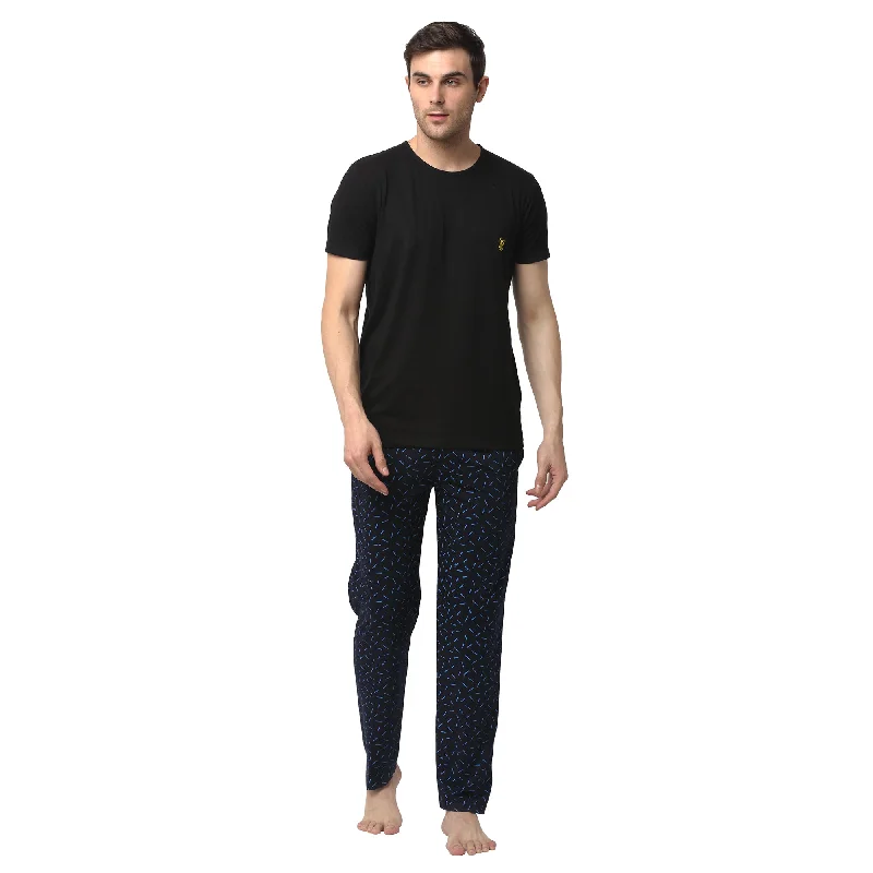 Mack Jonney Black Dark Blue Night Suit For Men's