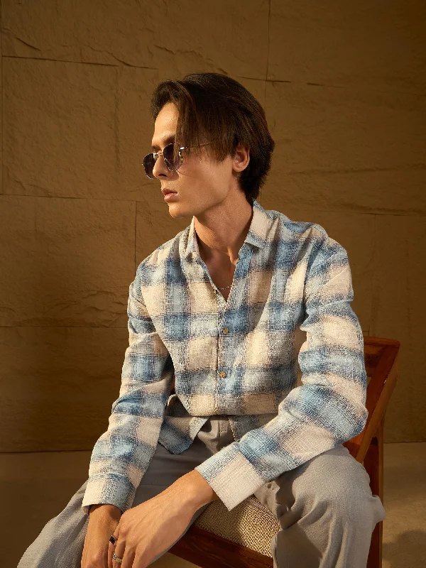 Men's Dressy Casual Shirts for Smart-Casual EventsDrop Shoulder Oversized Checked Casual Shirt Men's Dressy Casual Shirts for Smart-Casual EventsDrop Shoulder Oversized Checked Casual Shirt