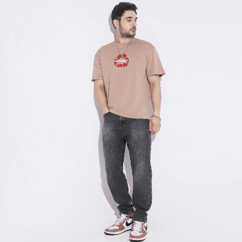 Men's Shirts with Ruffled HemlinesOversize Graphic T-Shirt