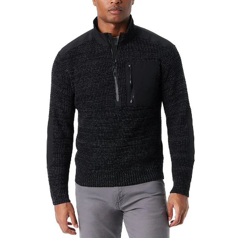 Mens Zipper Knit Mock Turtleneck Sweater