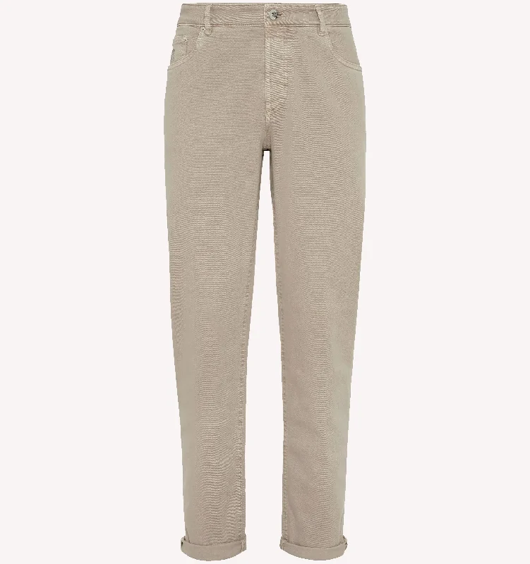 Men's Pants with Appliqué DetailsBrunello Cucinelli 5-Pocket Jeans in Beige