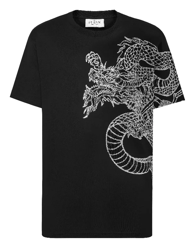 Men's Shirts with Belt AttachmentsT-shirt Round Neck SS Dragon Strass