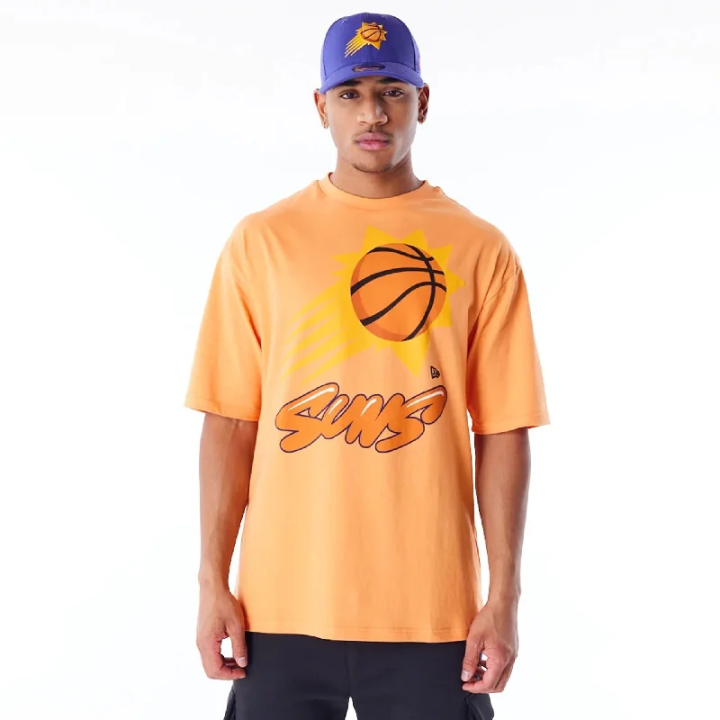 Breathable Men's Mesh TopsPhoenix Suns NBA Wordmark Orange Oversized T-Shirt