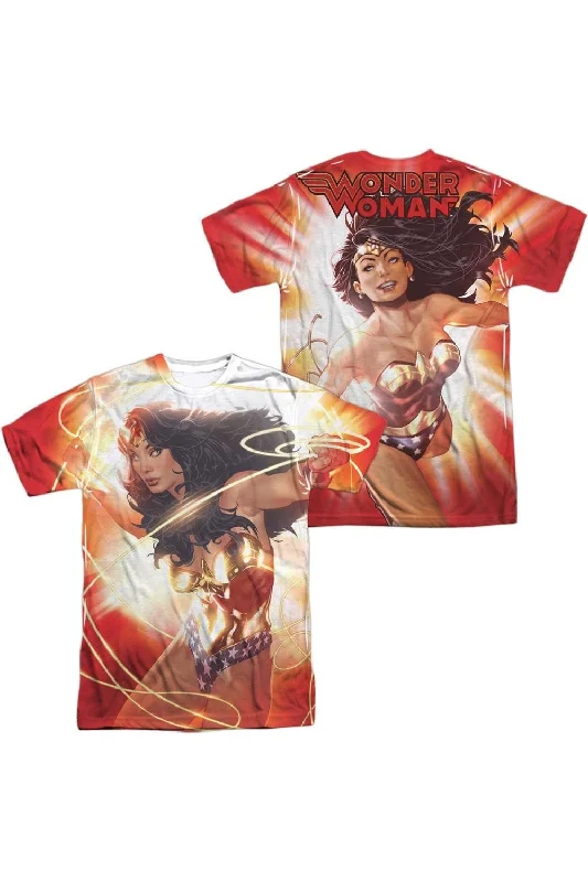 Men's Shirts with Hook-and-Loop ClosuresJustice League of America Wonder Woman Glow (Front/Back Print) Short Sleeve Adult Poly Crew Tee / T-Shirt
