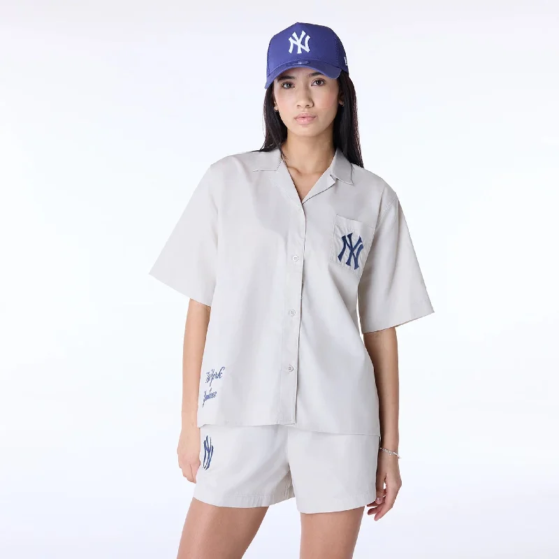 Patterned Men's Hawaiian ShirtsNew York Yankees Womens MLB Script Revere Cream T-Shirt