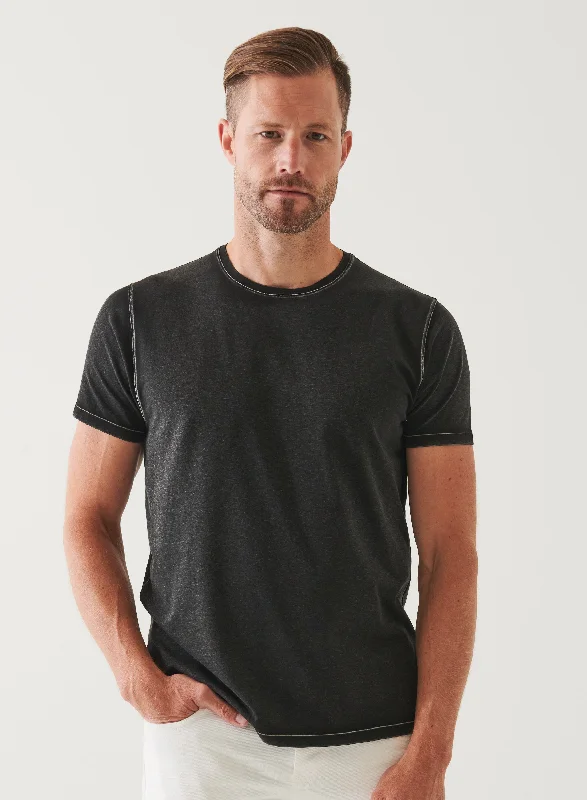 Men's Shirts with Velcro ClosuresSHORT SLEEVE PIMA STRETCH OLD WASH CREW TEE