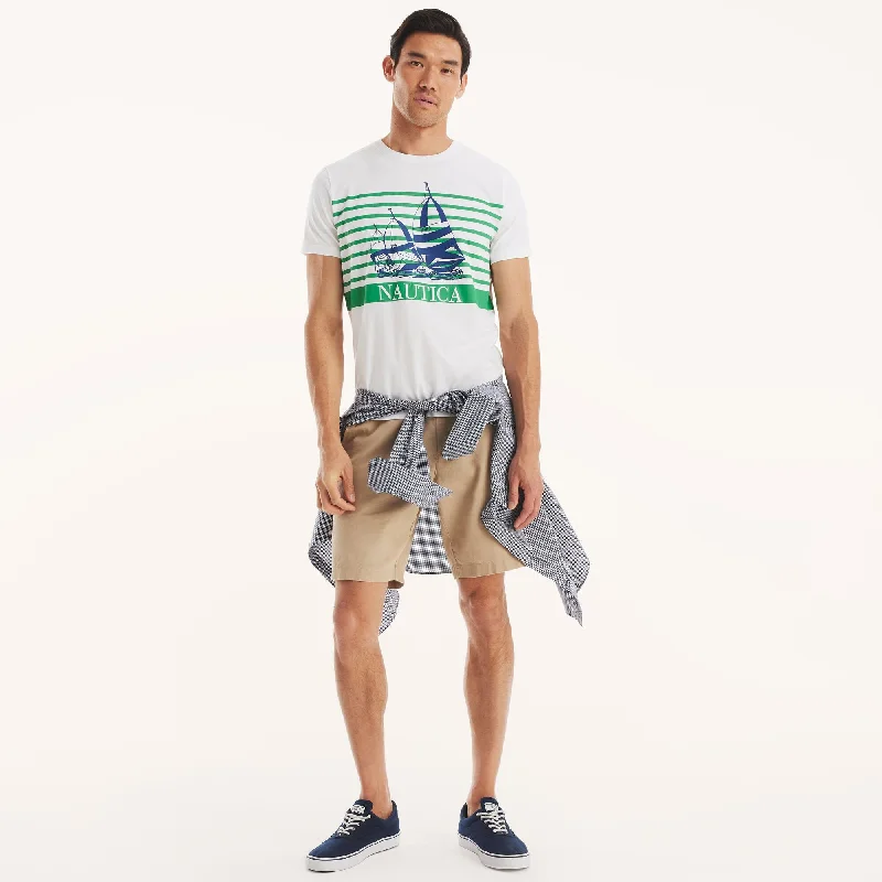 Men's Shirts with Button-Down CollarsNautica Mens Striped Sailboat Graphic T-Shirt