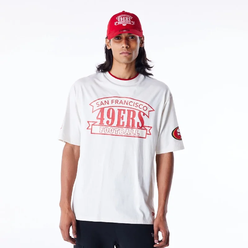 Men's Shirts for Beach OutingsSan Francisco 49ers NFL Graphic Open White Oversized T-Shirt