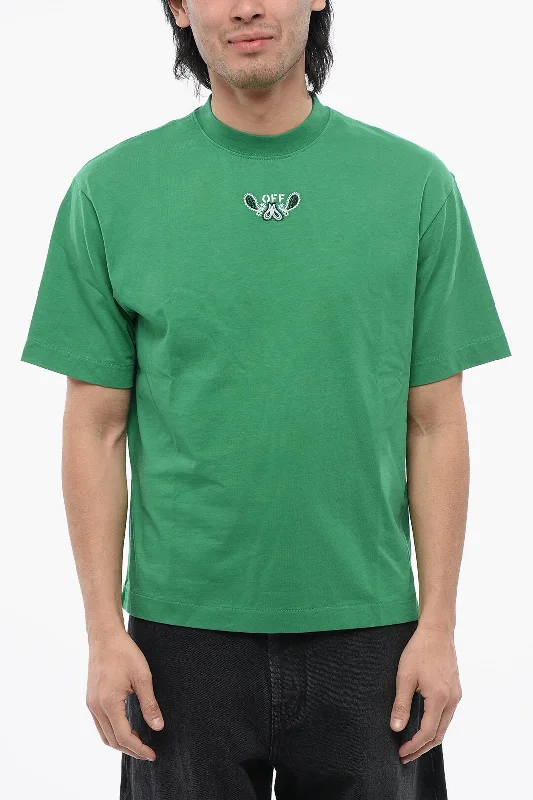 Men's Shirts with Graphic SleevesOff-White Skate-Fir Bandana Embroidered T-Shirt